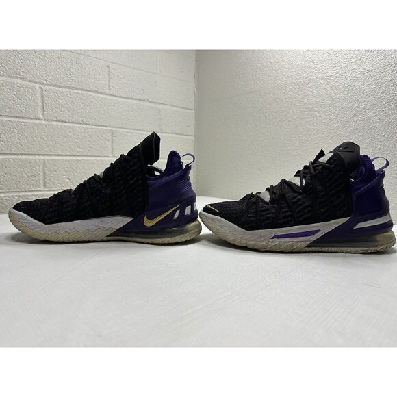 Men\'s Nike LeBron 18 Lakers Size 12 Black/Court Purple/White CQ9823-004